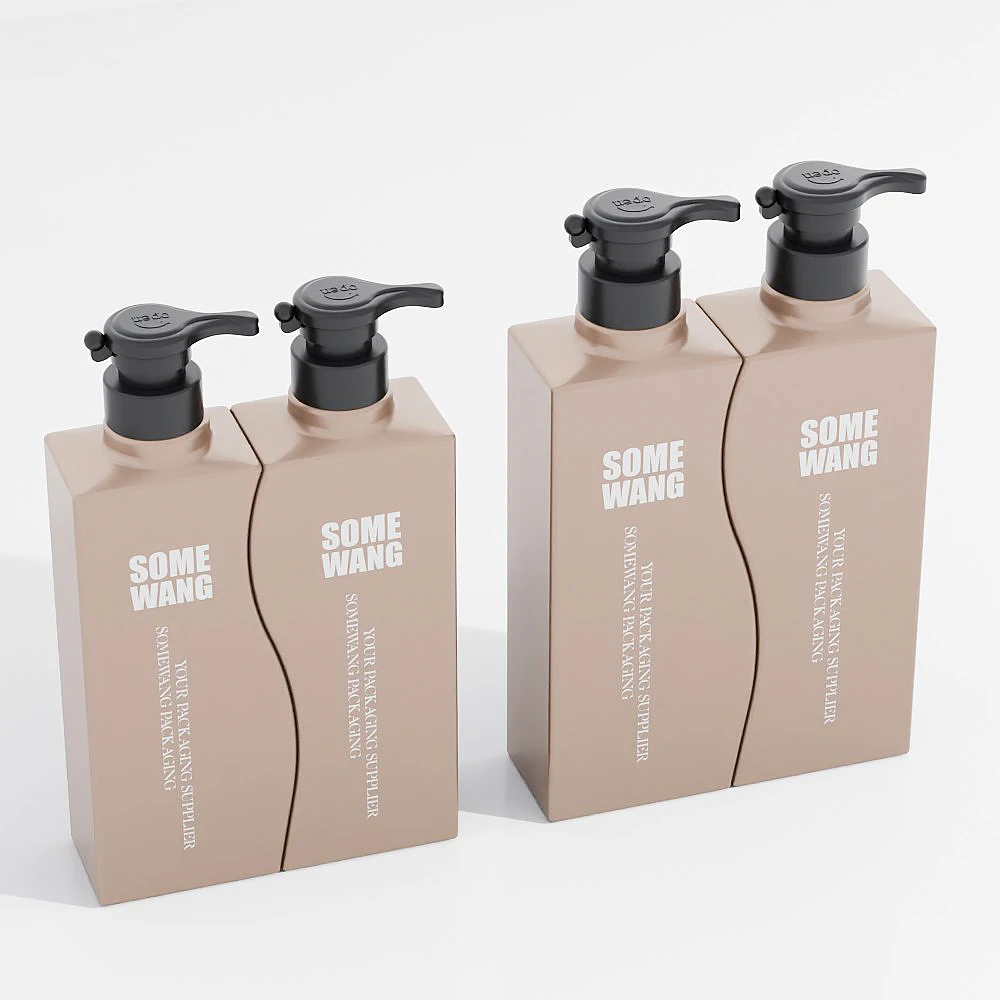 High Quality PET Empty Plastic Square Combination Bottle Cosmetic Container for Personal Care Packaging