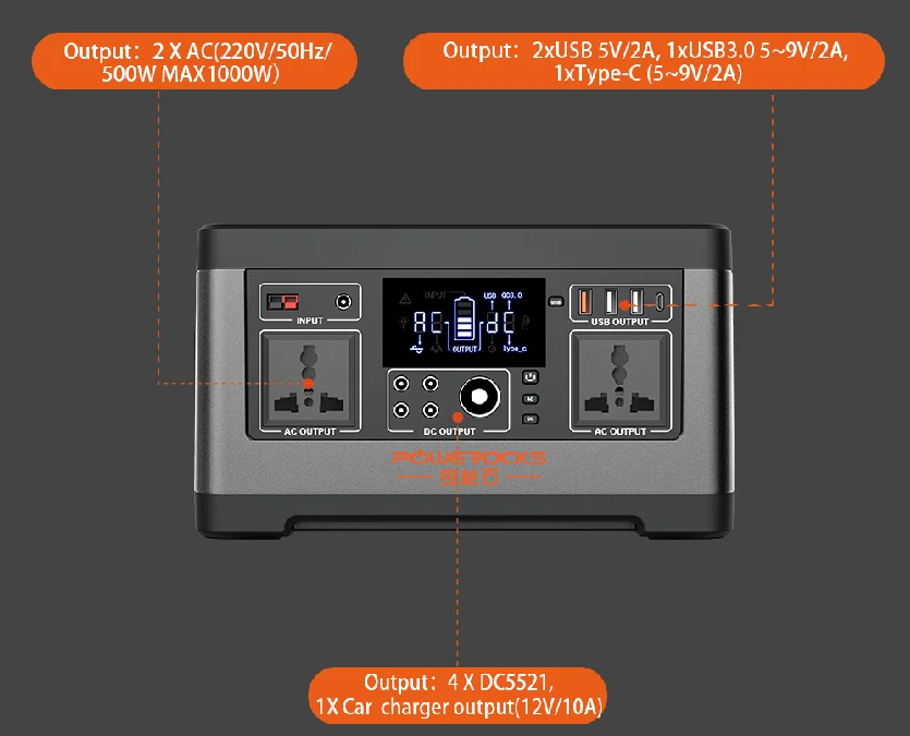 CHAM  Safe and stable  fast charge  power station Outdoor activities 18650 battery 500W for Consumer Electronics