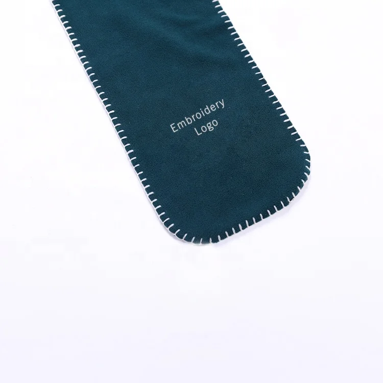 free sample plain color customized logo green polar fleece scarf in stock