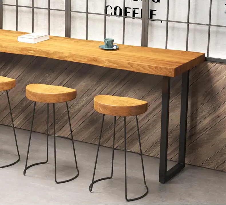 Hot Sale China Simple bar table and chair combination of modern simple iron art solid wood living room bar casual high table