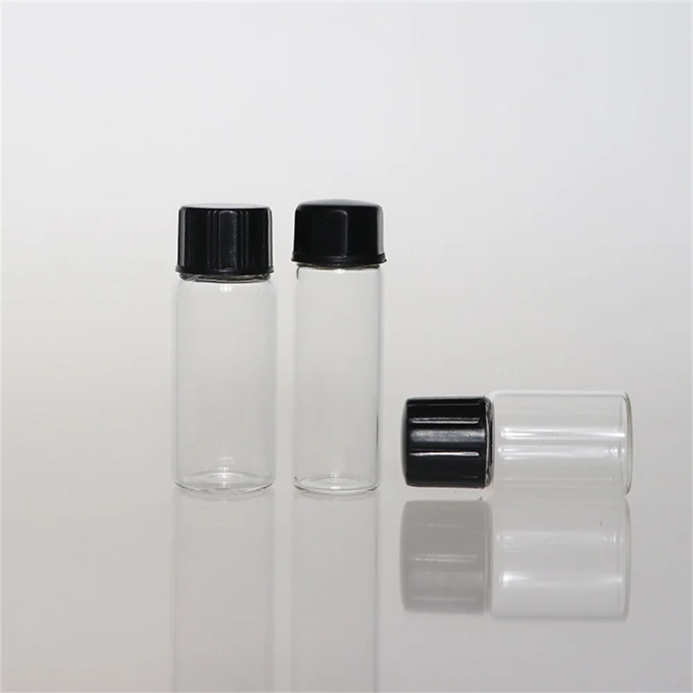 Factory Wholesale Small Transparent Glass Tube Herbs Bottle Round Glass Vials Storage Container With Aluminum Screw Lid