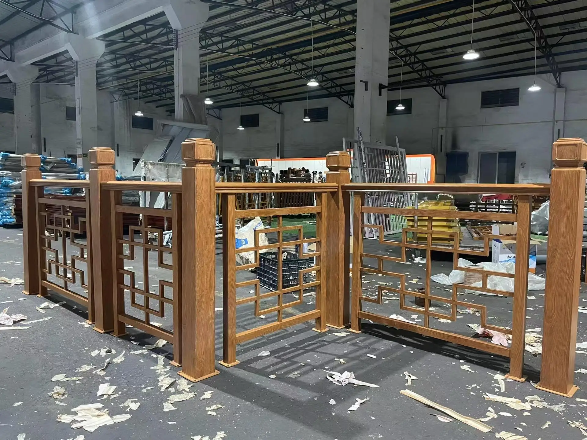 Outdoor Sport Farm Fence 2M Aluminum Alloy Stair Guardrail Heat Treated Wood Galvanized Iron Steel Gardens Sports 3D Modeling