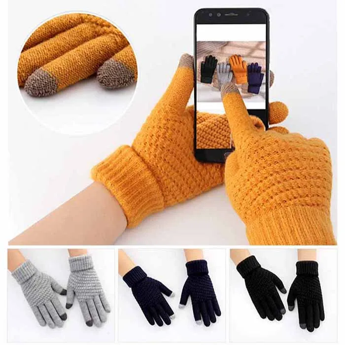 Fashion Unisex Men Women Anti Slip Thermal Touch Screen Magic Knit Smartphone Texting Driving Cycling Winter Gloves