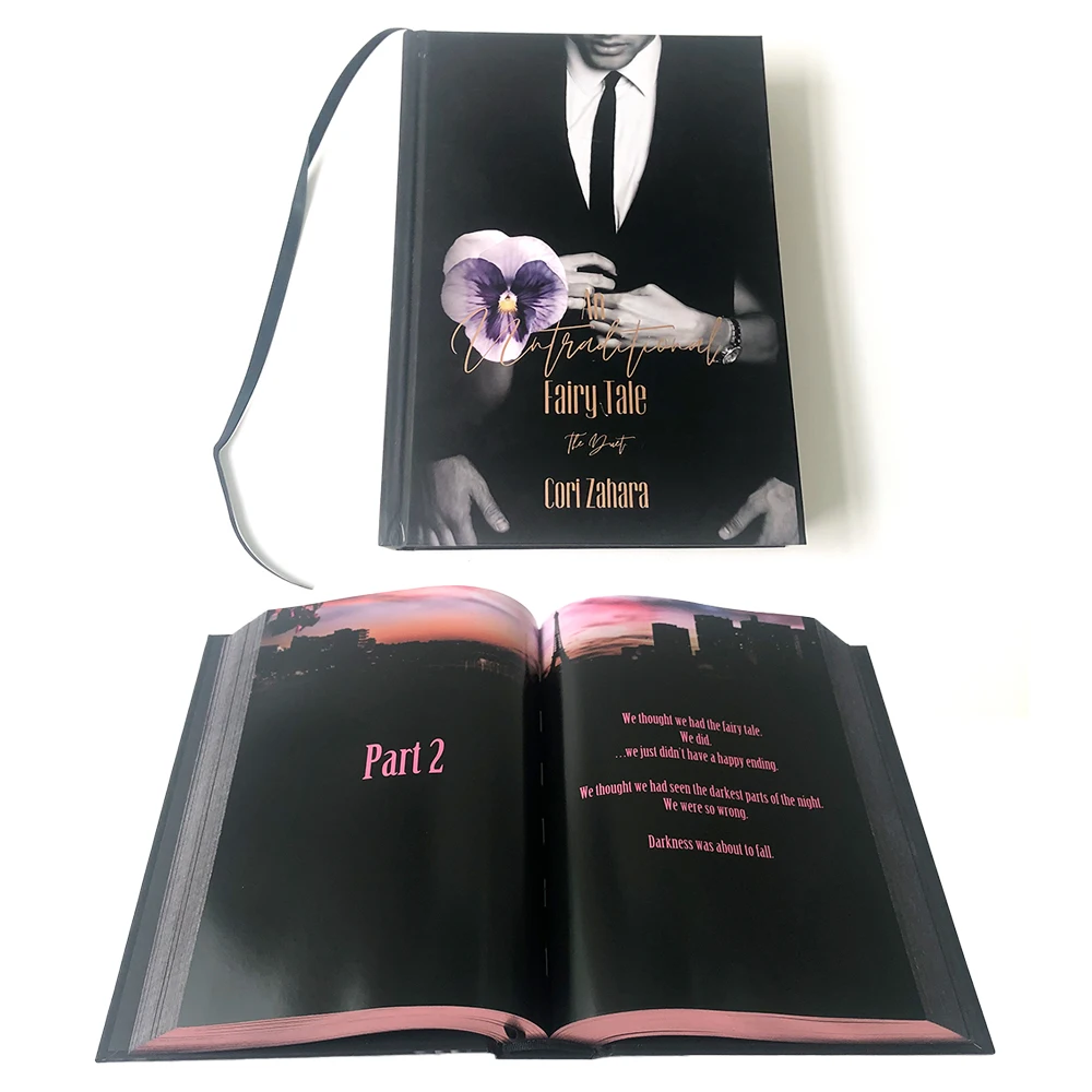 Custom luxury Hardcover books Pink edge story novel printing and publishing