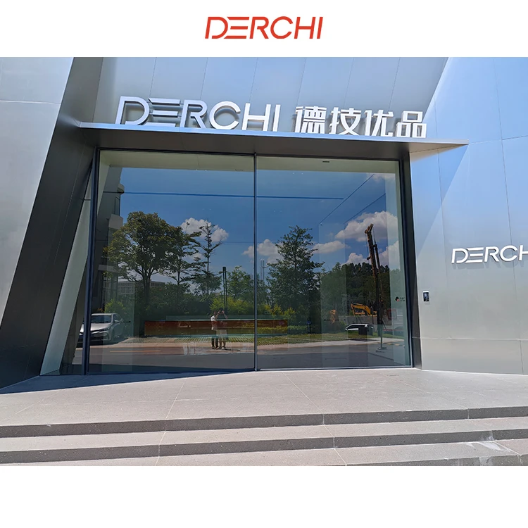 DERCHI Big Vision entrance Door electric narrow frame Slim Frameless Sliding Glass Door