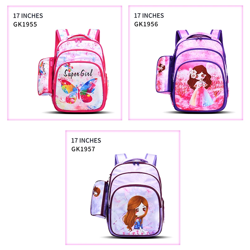 17 inches 2 pieces set 3D EVA cartoon character fashion school bag with heat transfer pattern