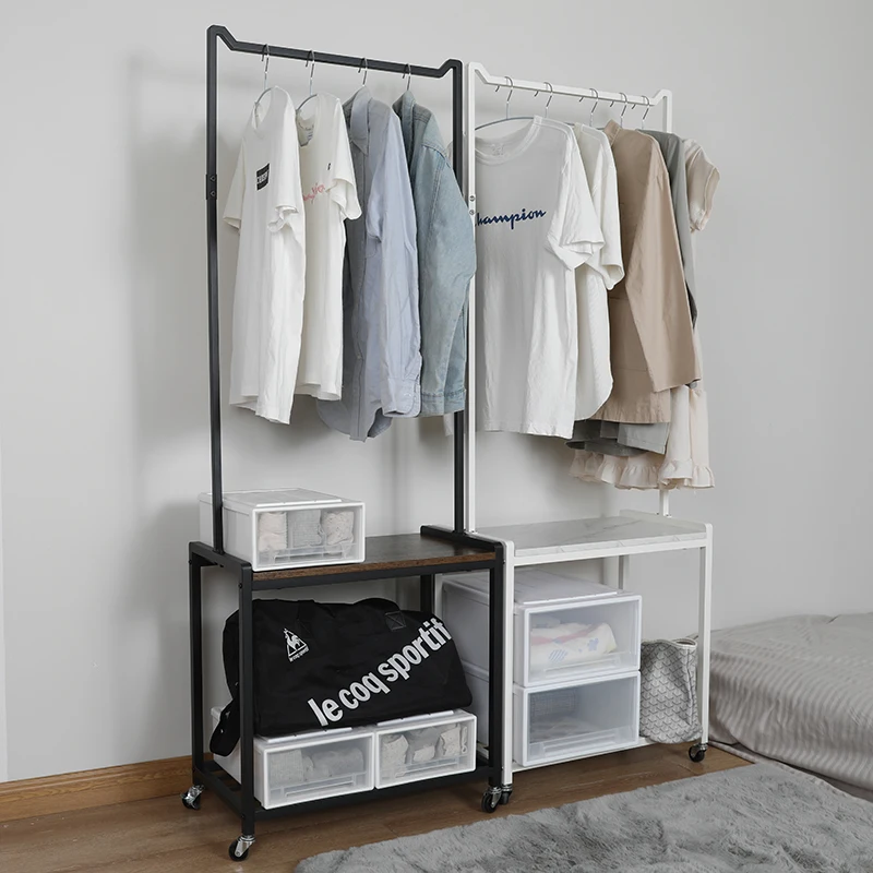 Display Clothes Rack Household Storage Holders Clothes Organizers Stand With Wheels Storage Containers Coat Rack