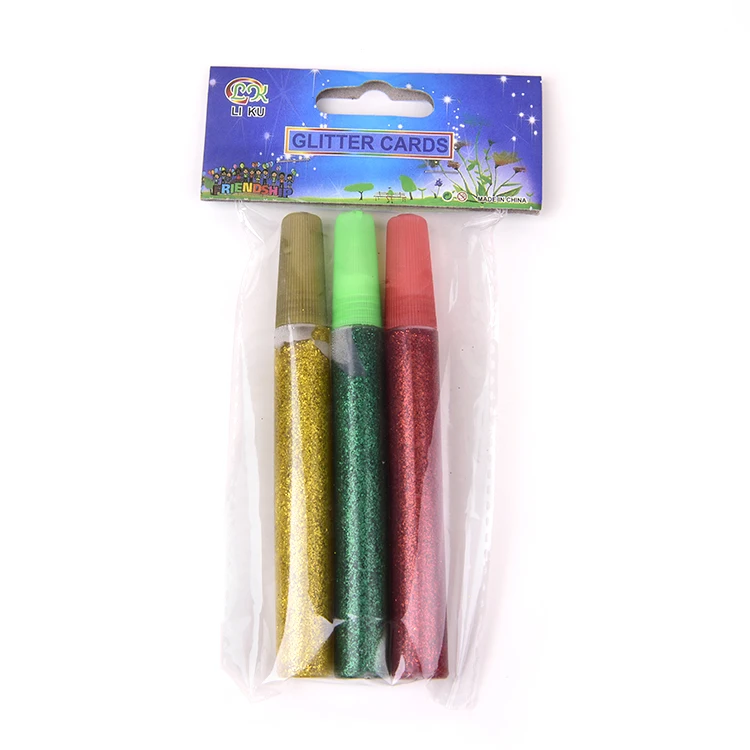 Factory Direct Sale 10ml Suction Card Body Art Glitter Glue School Kid Diy Painting Stationery Glitter Glue