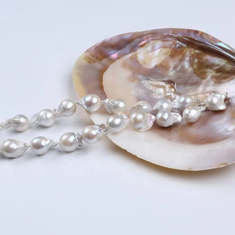 13-15mm freshwater pearl jewelry necklace with sterling silver clasp