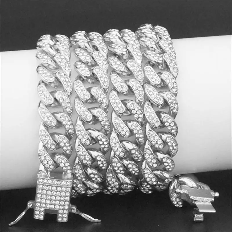 Iced Out VVS-FG Natural, Cvd Moissanite Diamond 9K 10K 14K Gold Cuban Link Chain Necklace Cuban Chain at Wholesale Cheap Price/