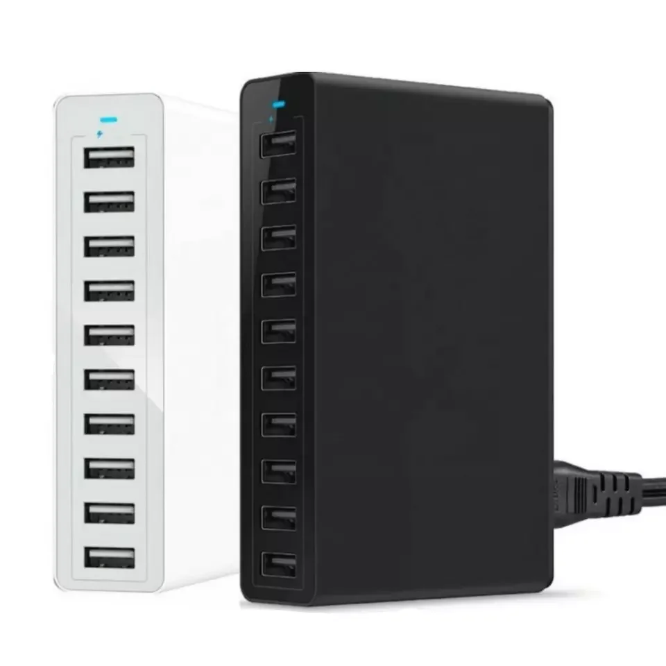 New Products 60W Power 10 Ports USB Power Charging Station 5V 12A Travel Charger Support PD QC3.0 Customization