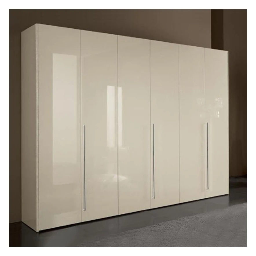 High End Design Acrylic Panel Glossy Solid Wood Bedroom Wardrobe Wearable Pulls