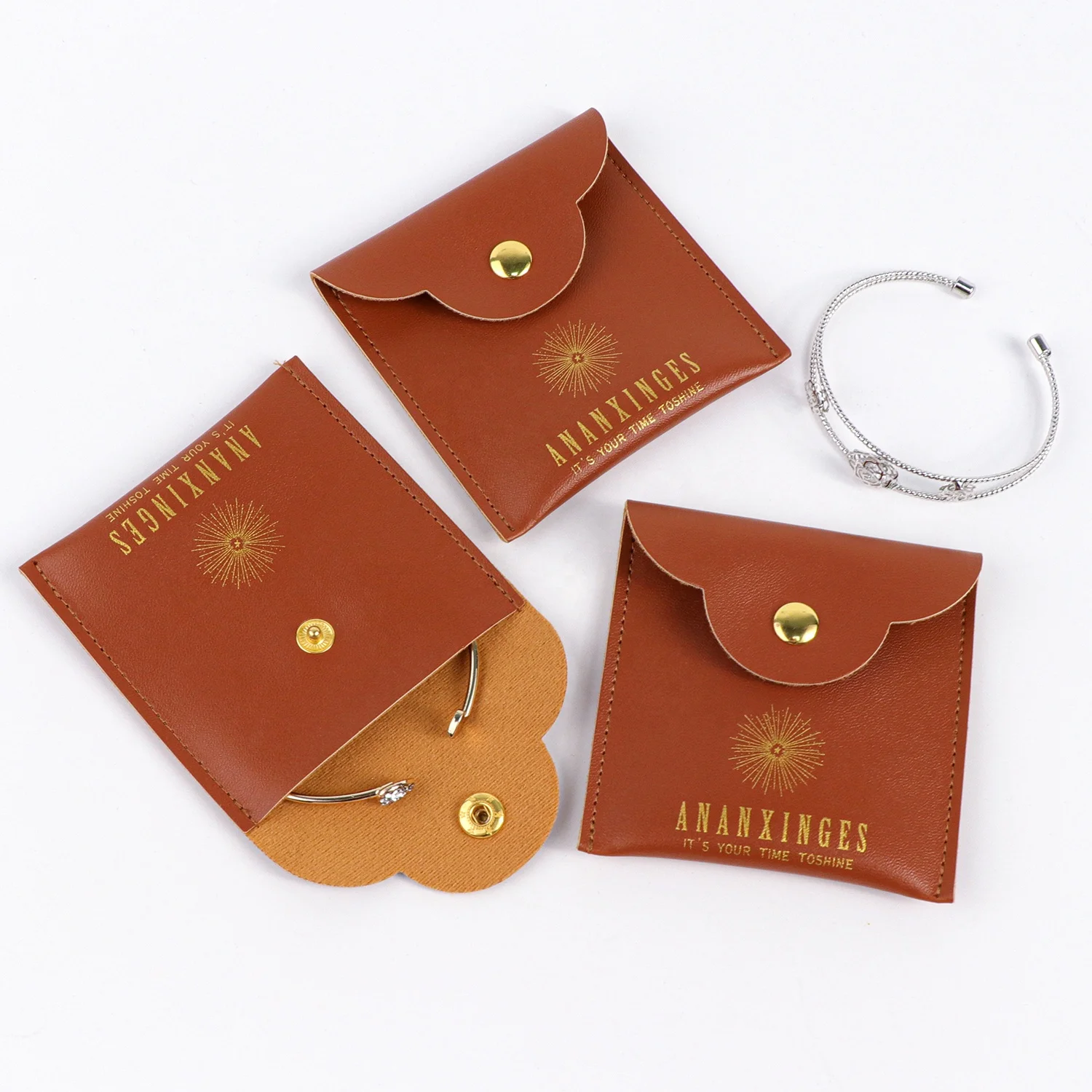 customize jewelry box packaging luxury earrings and necklace leather coin bag wallet pouch purse keychain jewelry leather pouch