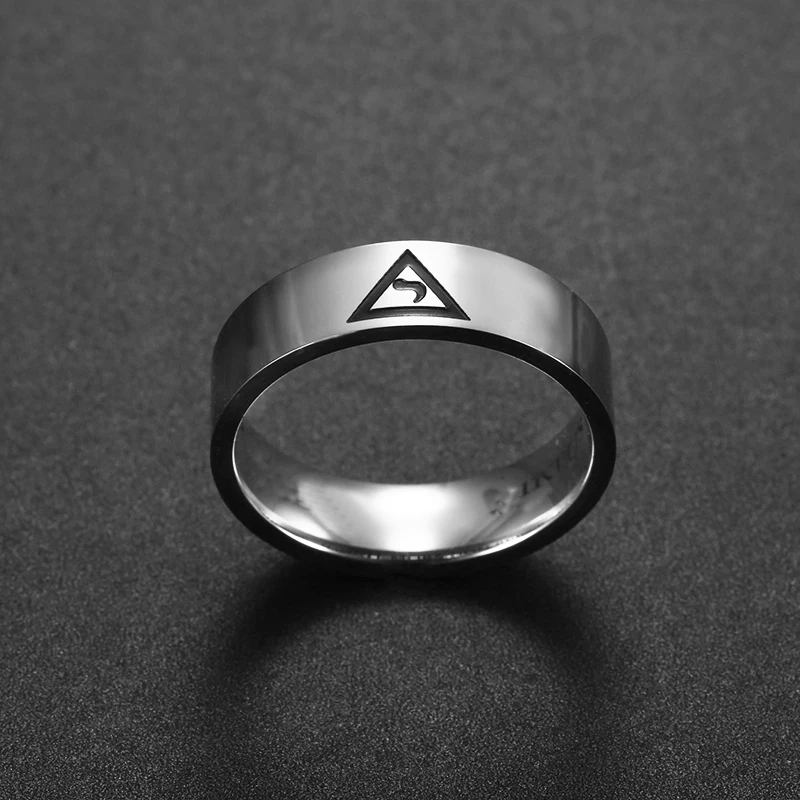 Gold Plated Masonic Rings for Men Scottish Rite 33rd Degree Grooved Band Freemasons Jewelry For Party