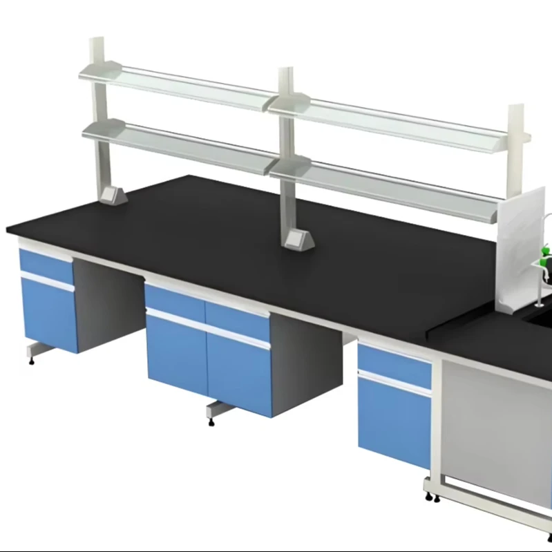 Hot Products with Reagent Racks China New Manufacturer Chemistry Lab Workbench Steel Wood Laboratory Center Table