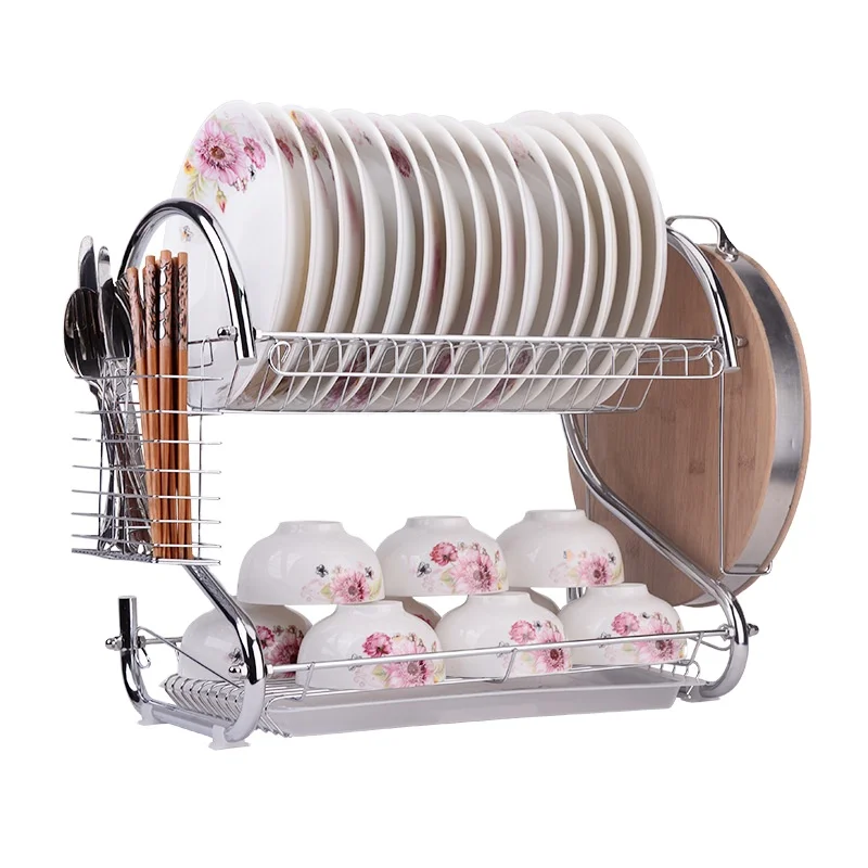 Multifunctional Storage Organizer Dish Drainer Dryer 2 Tier Dish Rack