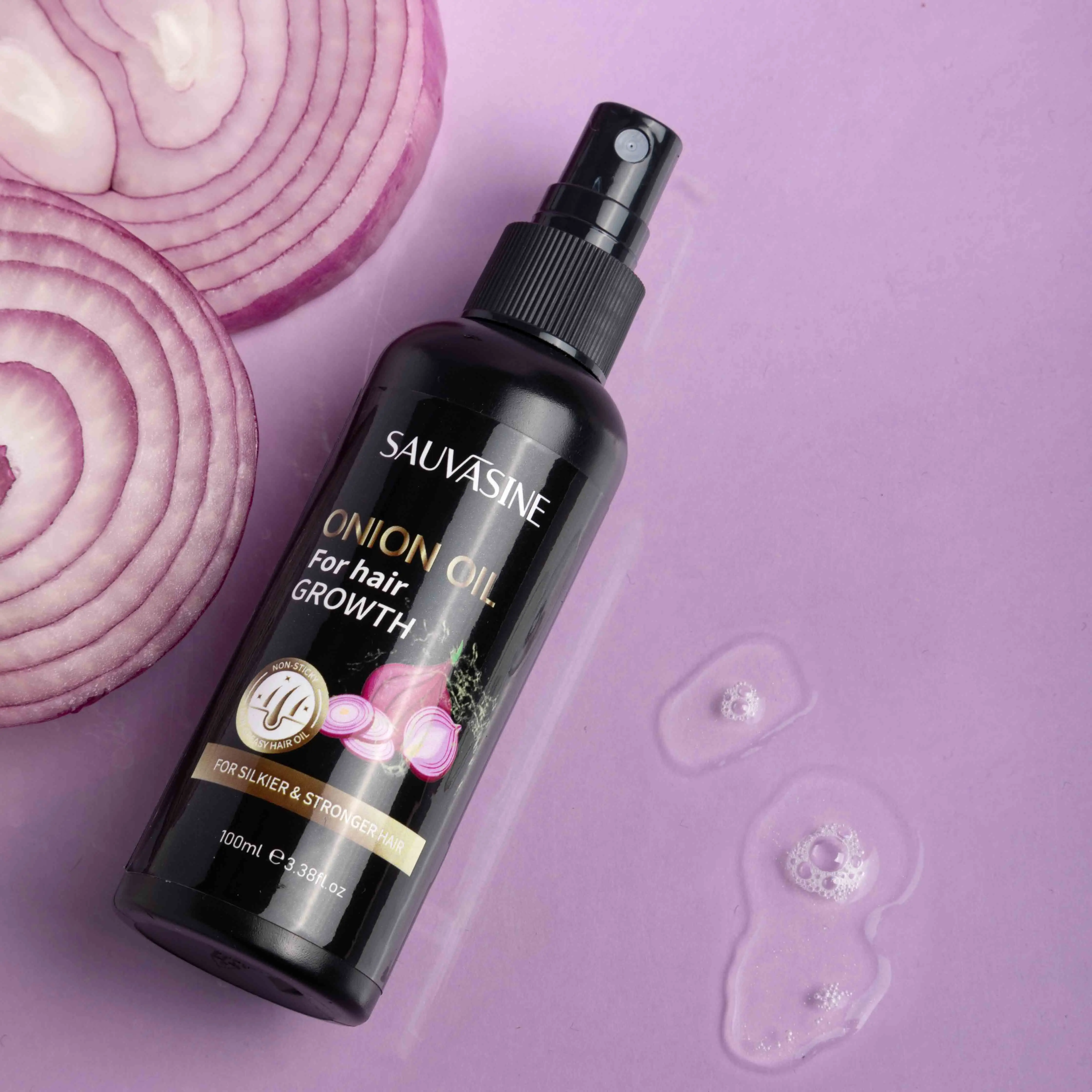 Privae label pure vegan organic nourishing repairing hair-loss prevention healthy hair growth care onion oil for hair growth