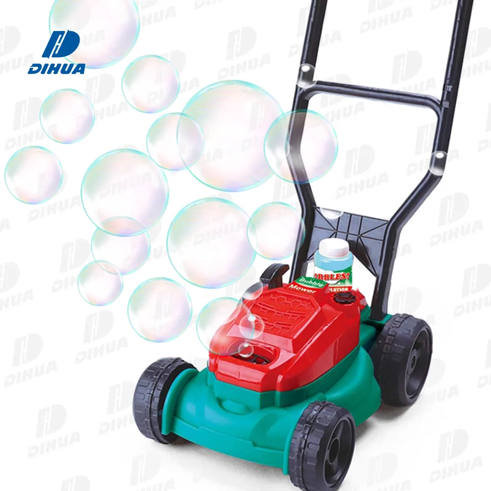 Electronic Outdoor Push Toys Lawn Mower Bubble Machine for Kids Automatic Bubble Blower with Light & Music Summer Play Toy