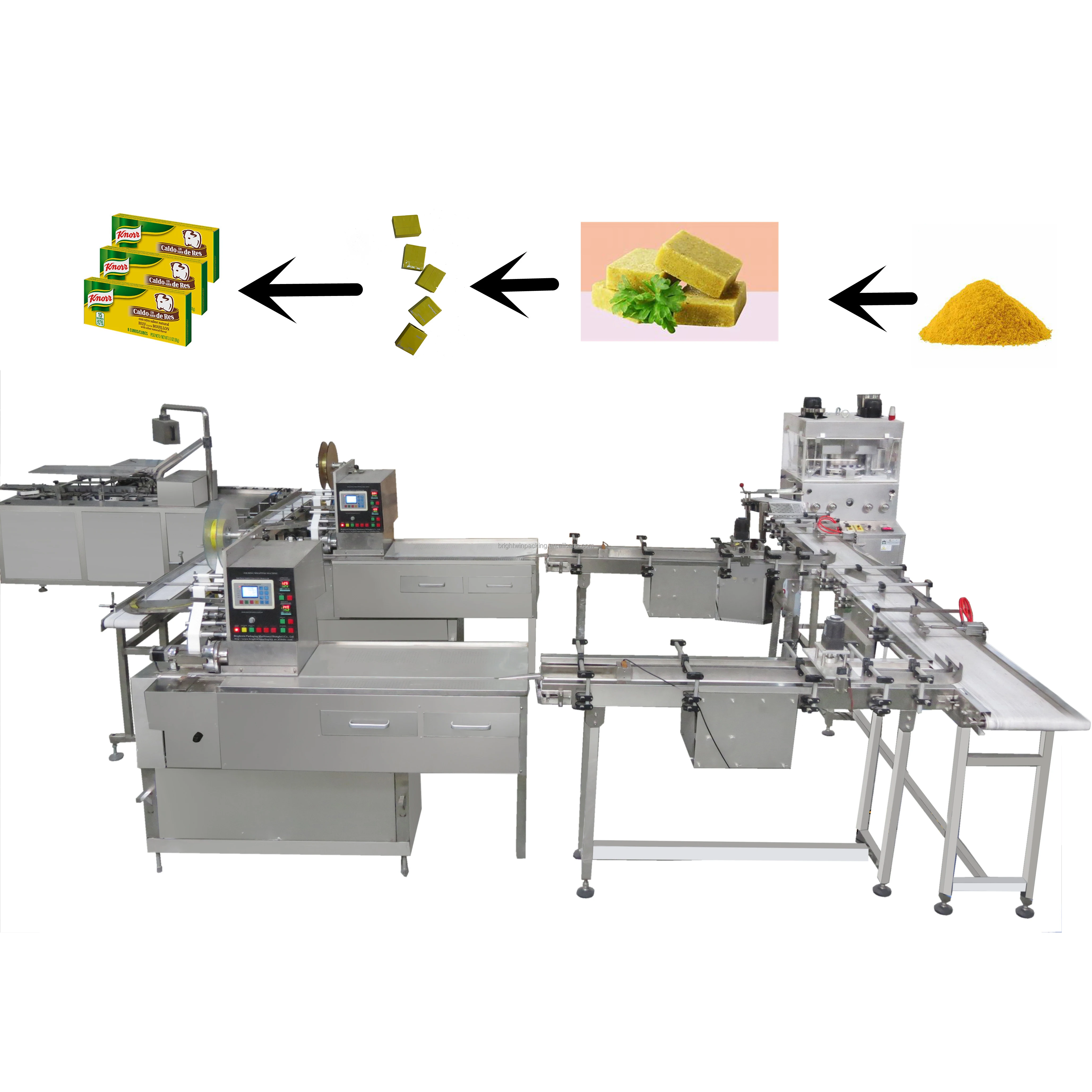 Brightwin factory direct supply high quality maggi bouillon cube machine seasoning powder pressing machine production line