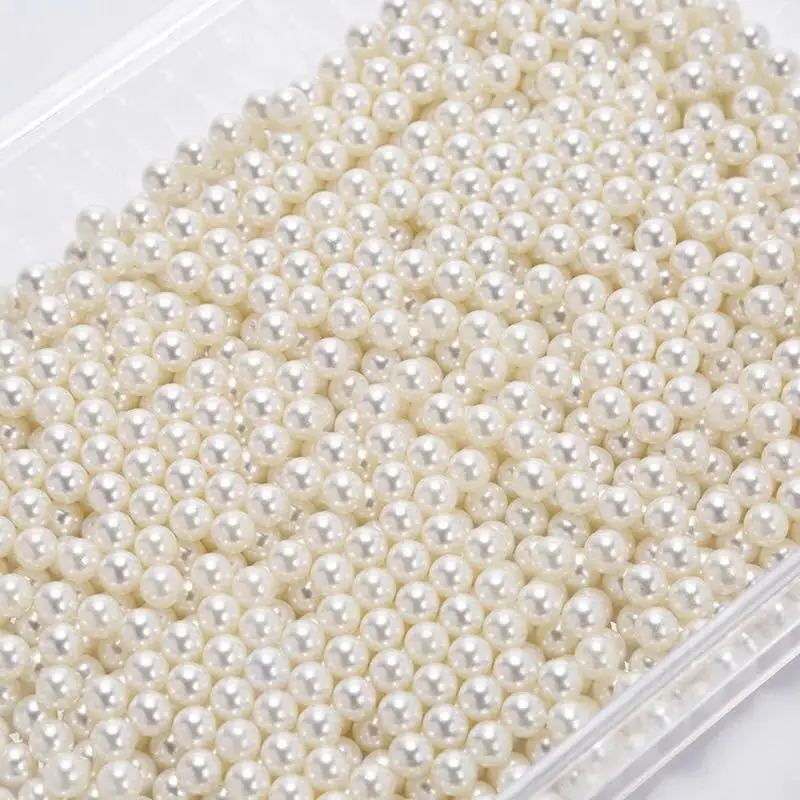 Beige Cream Color 1.5mm-10mm Loose ABS Pearl Beads Plastic Round Pearl without Holes Jewelry Decoration Bulk Pearls