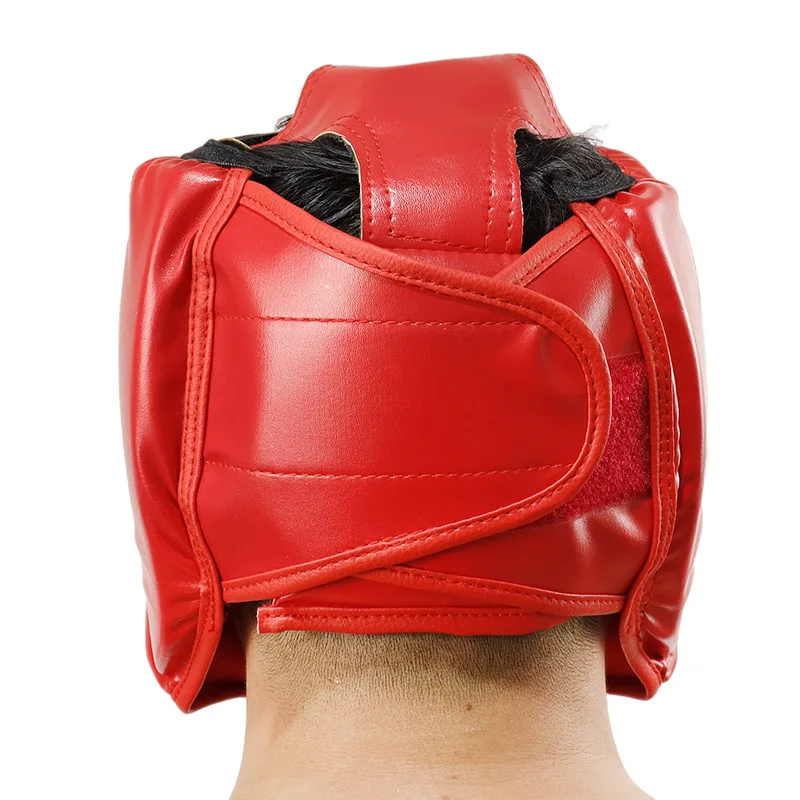 Leather boxing helmet sanda head protection face adults and children taekwondo head protector boxing head guard