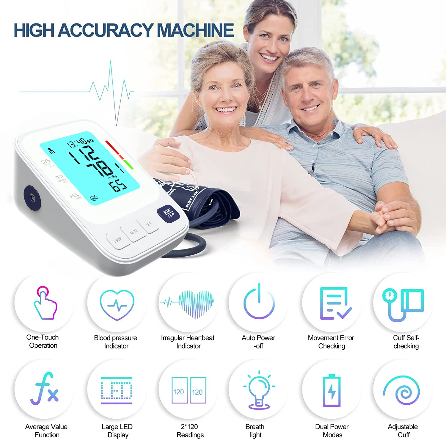 Digital Bp Testing Machine Manufacturer Automatic Electronic Upper Arm Blood Pressure Monitor Machine
