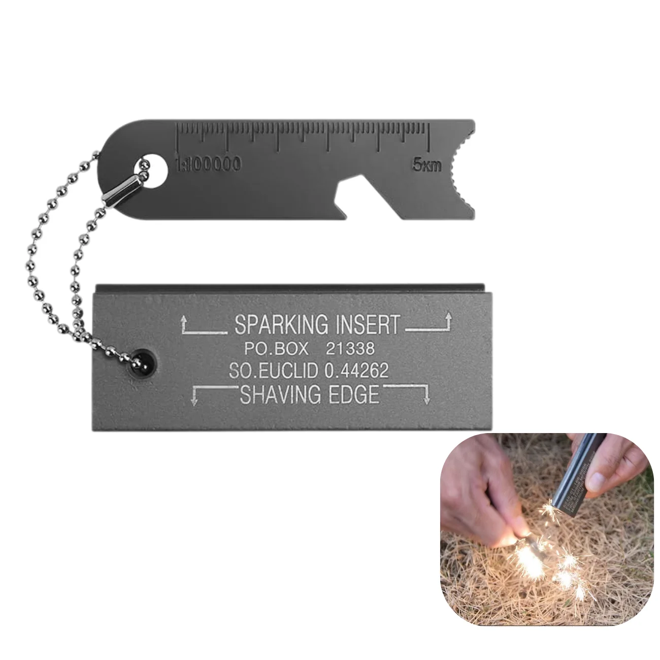 American Magnesium Flint Fire Starter Survival Fire Blocks With Striker For Camping/Hiking/Emergency