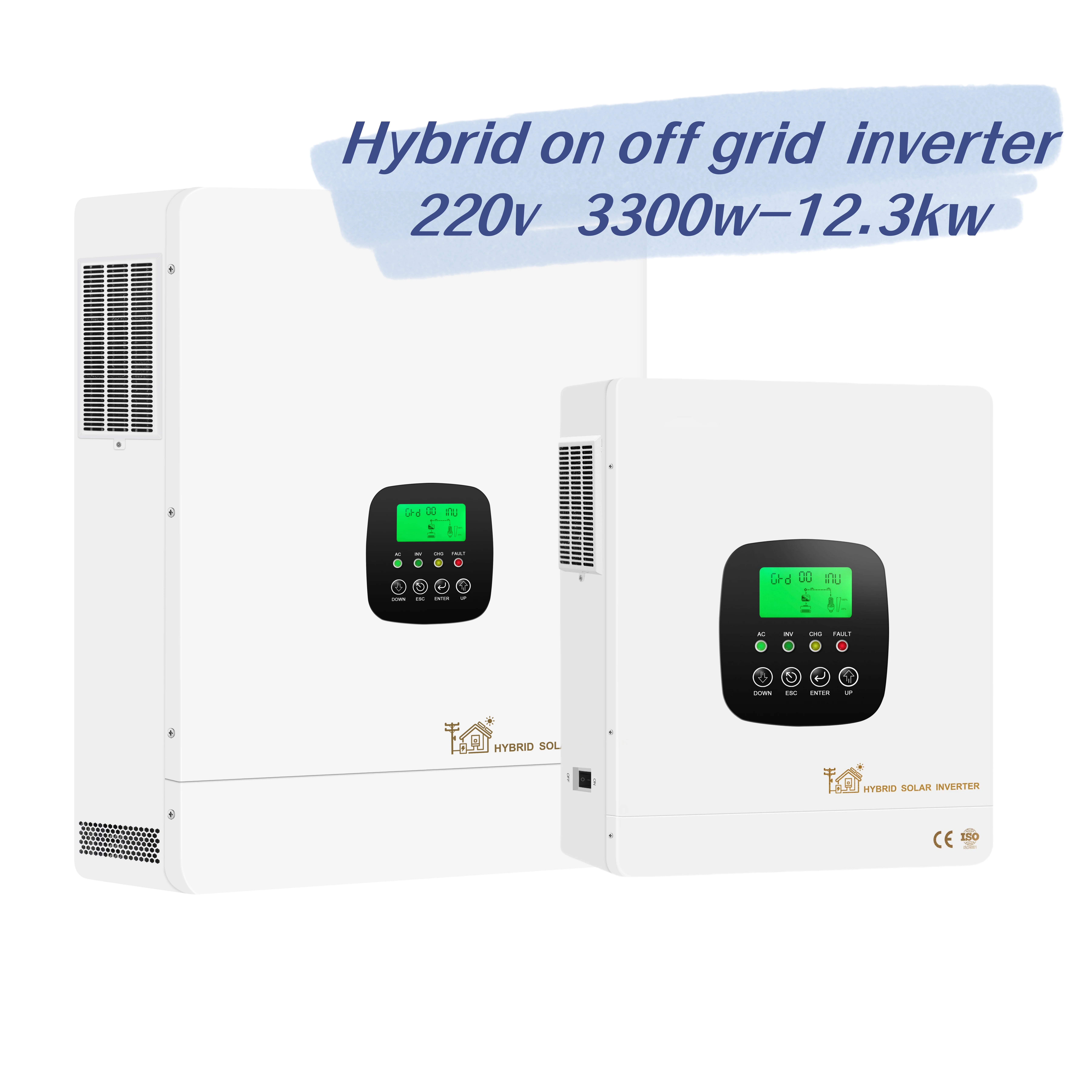 Hybrid 12kw 8kw 48V DC 220v ac all in one dual MPPT Wifi high frequency Off Grid On Grid Solar Inverter Charger