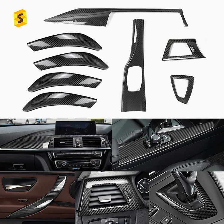 ES Car Interior Accessories Real Carbon Fiber Car Dashboard Trim For BMW  F30 F31 F34 F33 Factory Price Carbon fiber