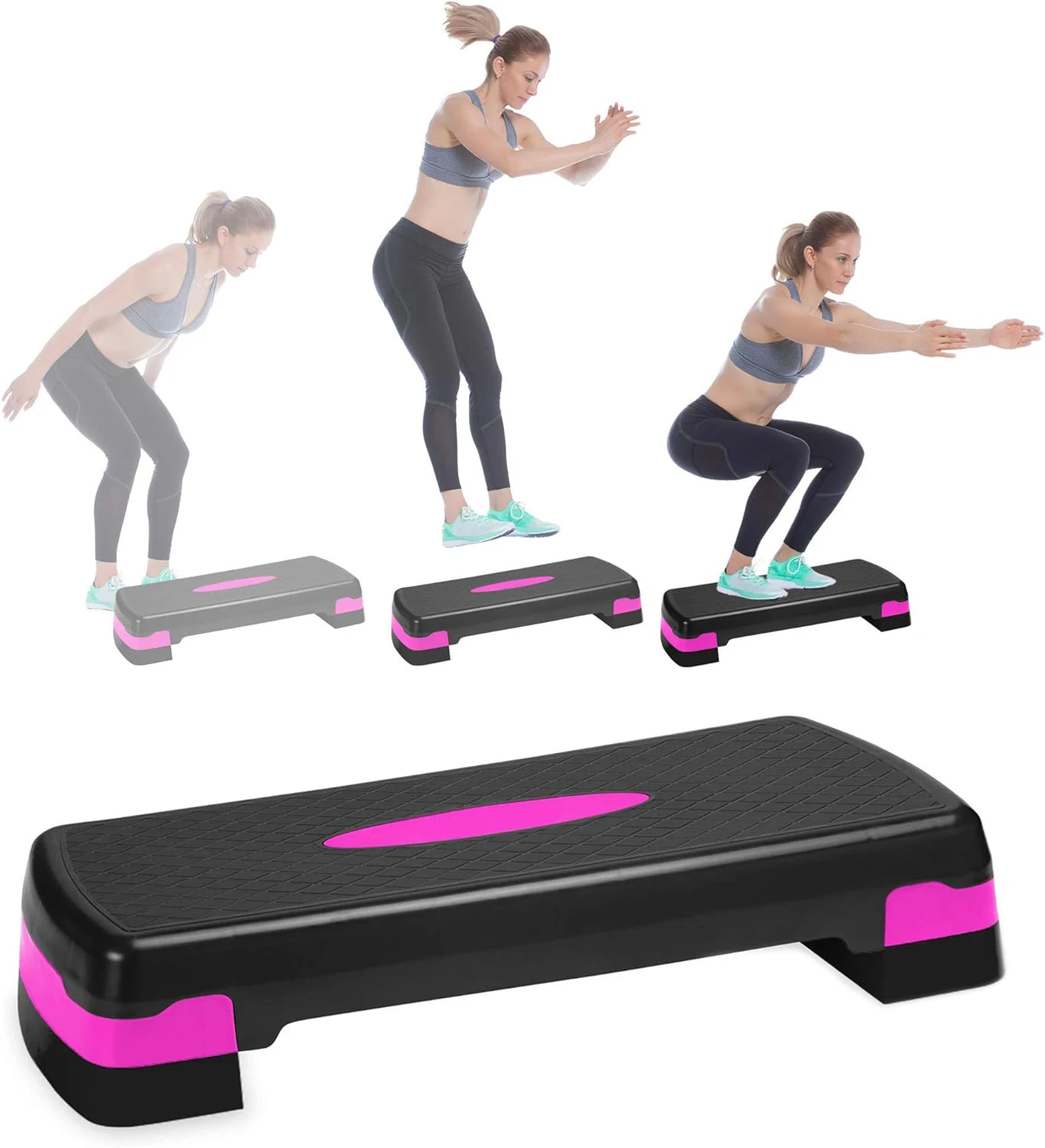 Aerobic Exercise Workout Step Platform with Adjustable Risers Non-slip Home Step Up Exercise Platform