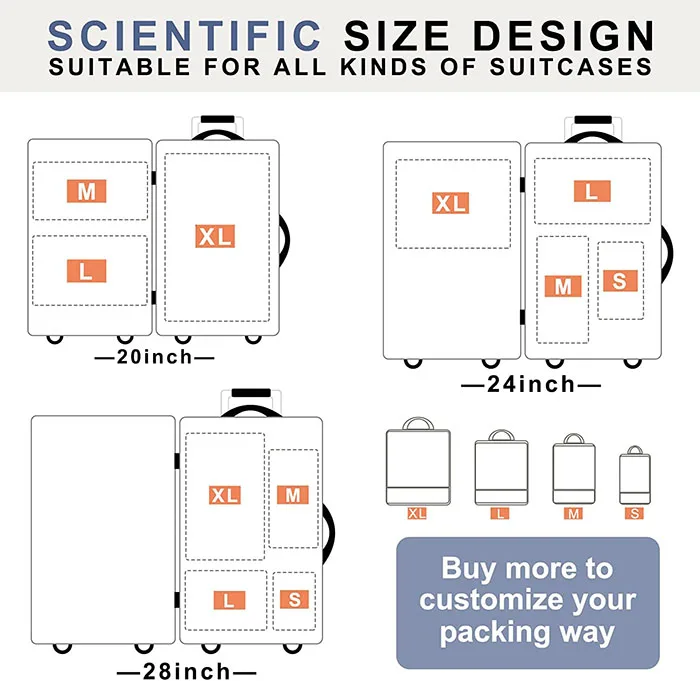customize 2023 travel expandable compression packing cubes organizer for clothes 4pcs packing cubes with ykk zipper