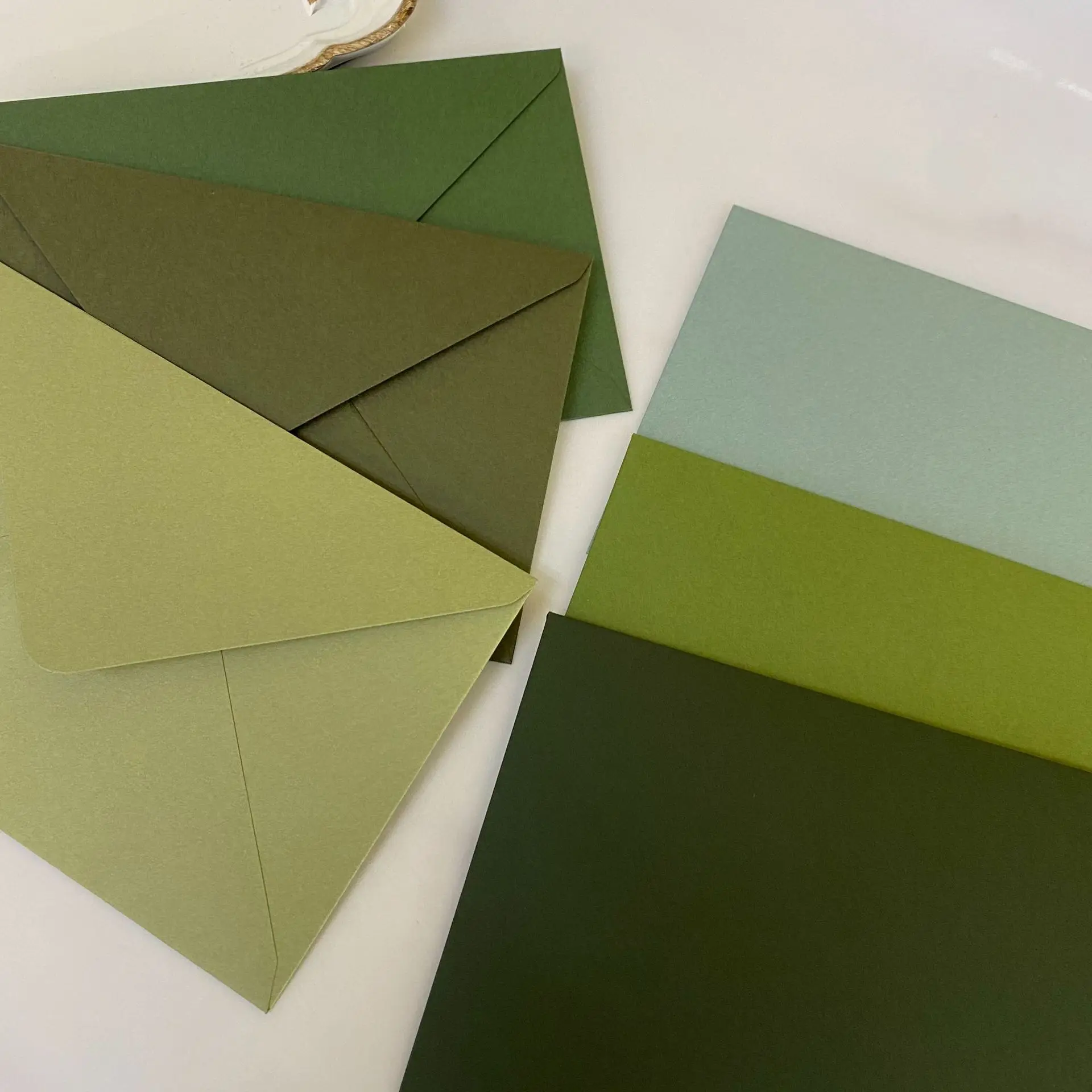 Custom wedding invitation fancy green paper foil Vellum Color envelope Paper gift envelopes with logo