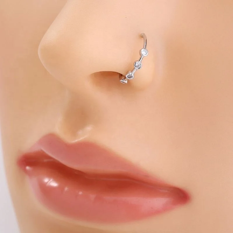 Classic Fashion Personality Irregular Hoop Body Piercing Jewelry Non Piercing Copper Zircon Nose Rings for Women