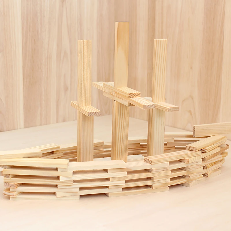 Montessori Wooden Educational Toys 100pcs Wooden Diy Construction Children Creative Building Blocks Toys For Kids