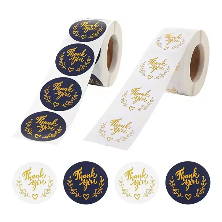 Factory Wholesale Customized Size Business Packaging Labels Smiley Thank You Label Stickers