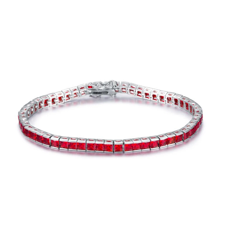 Горячая распродажа ювелирные изделия квадратный Циркон кубический зеленый красный синий Рубин Сапфир Изумруд CZ латунный браслет для тенниса