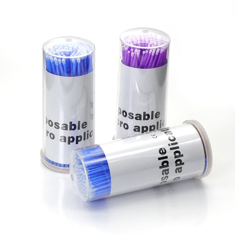 Cotton Black Disposable Mini Oral Glitter Plastic Tool Lab Extension Swab Stick Micro Wand Lash Microbrush Brush Dental Eye