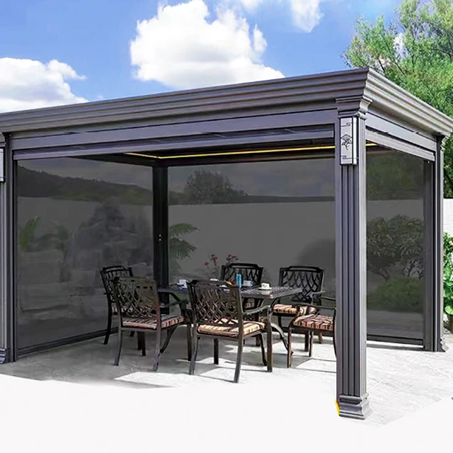 All Season Electric Shutter Aluminium Pergola Canopy Garden Pavilion Aluminium Gazebo Outdoor Louver Pergolas