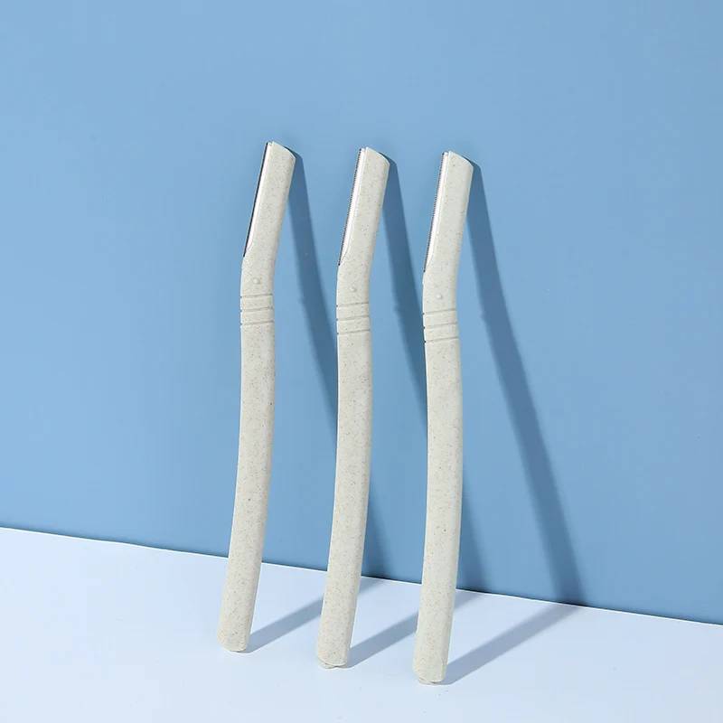 OEM Eco- Friendly Biodegradable  Handle Wheat Straw Facial Hair Remover Eyebrow Razo