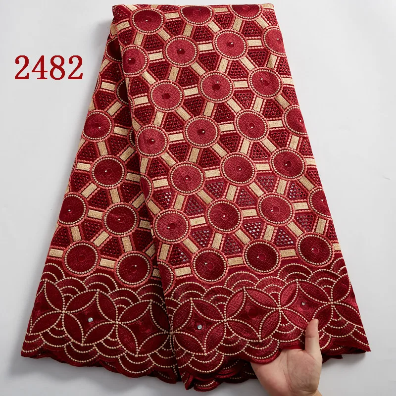 2482 оптовая продажа нигерийская хлопчатобумажная ткань с вышивкой африканская швейцарская кружевная для свадебного платья