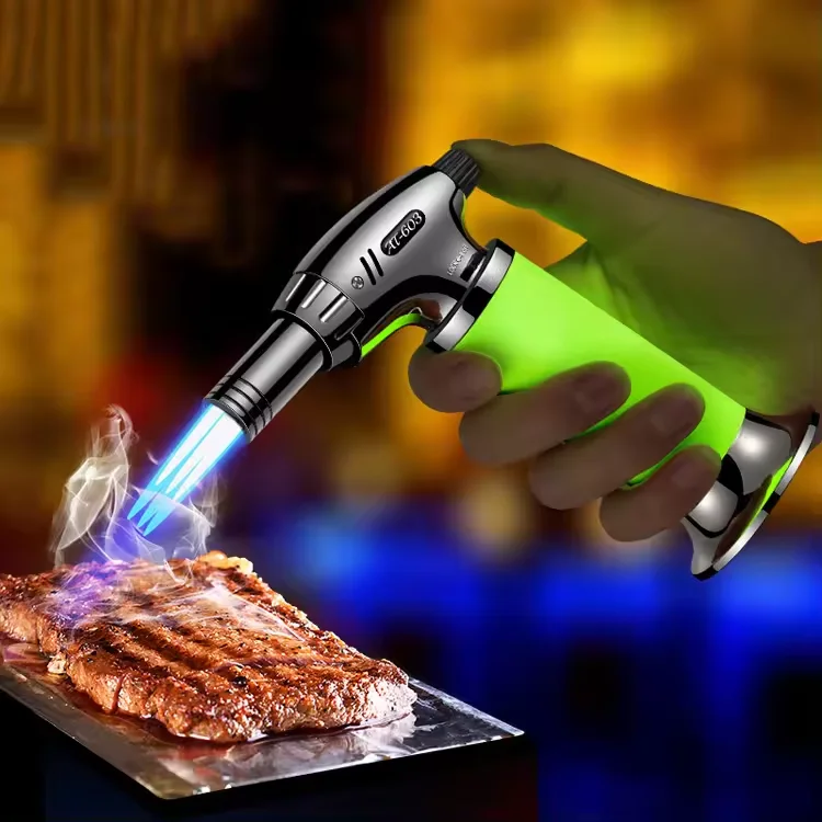 Настраиваемая светящаяся газовая кухонная зажигалка с регулируемым пламенем Бутановая струйная новинка многоразовая Зажигалка для вечеринок