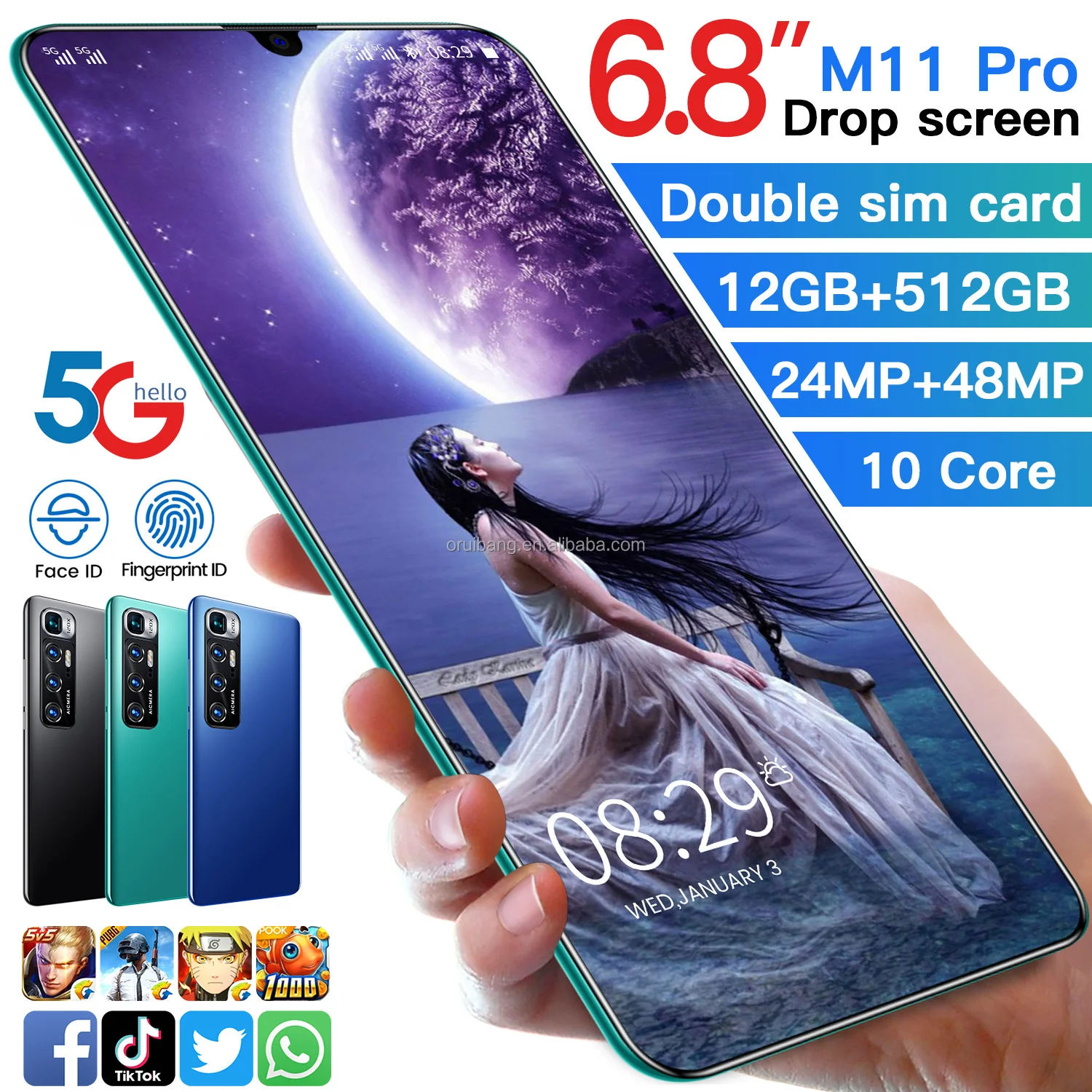  Newest Mobile M11 Pro Vivo Cell Phone HD Screen High Quality Techno Gaming