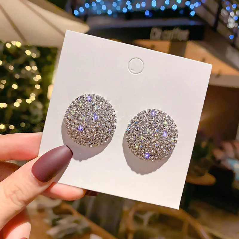 BAYES Fashion Bling Bling rhinestone luxury heart earrings women statement crystal earring  fancy earrings for party girls