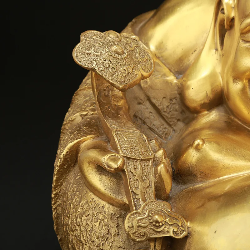 Dropship Buddhism Hotei Buddha Antique Brass Statue Patung Buddha Maitreya Statue