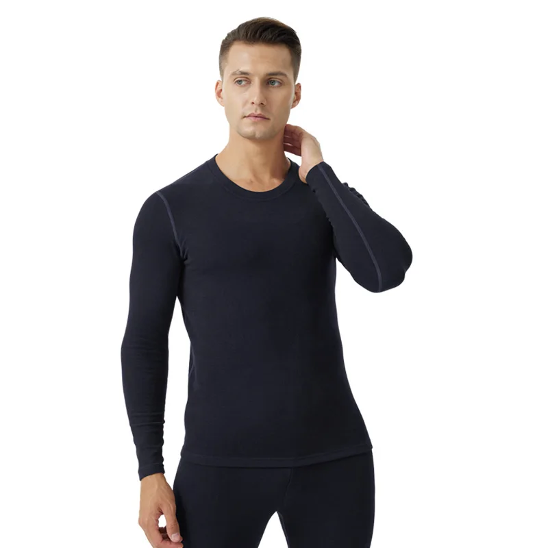 New design autumn winter cashmere silk clothes pants men round neck warm thermal underwear