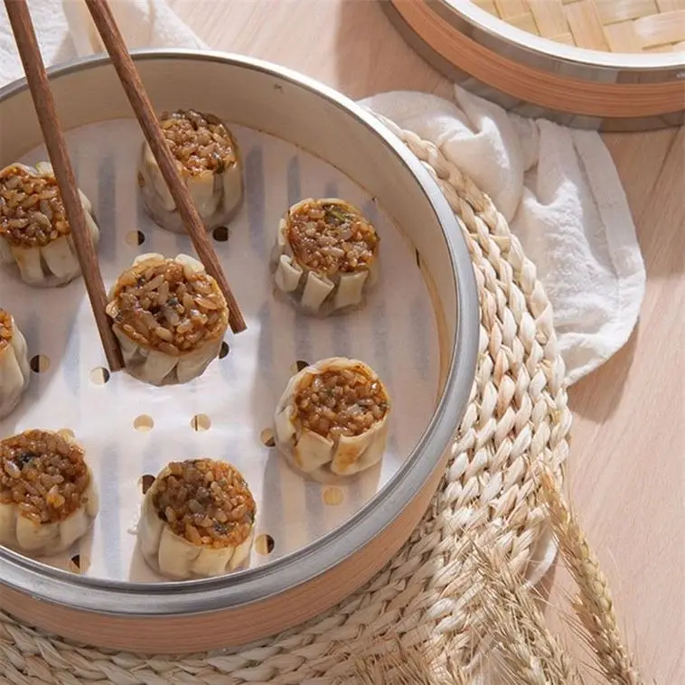 Vaporera De Bambu 50Cm 20Cm 33Cm 25Cm 18 Cm. 2021 Cara Vapor 25 54Cm Vaporizador Dim Sum A Gas Cesta 70 Cuartos Momos Acero