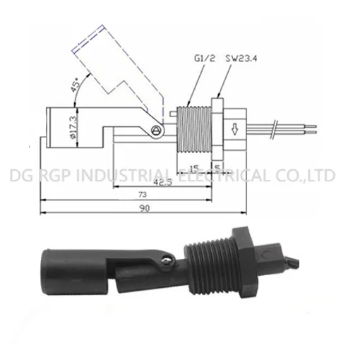 PP plastic water dispenser float switch  Side mounted liquid level sensor submersible water level sensor