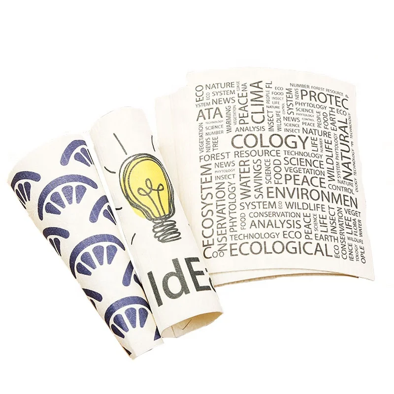 Household Super Absorbent Wood Pulp Cotton Dishcloths Kitchen Towel Washing Cleaning Rag Table Scouring Pad Wipe Dish Soft Towel