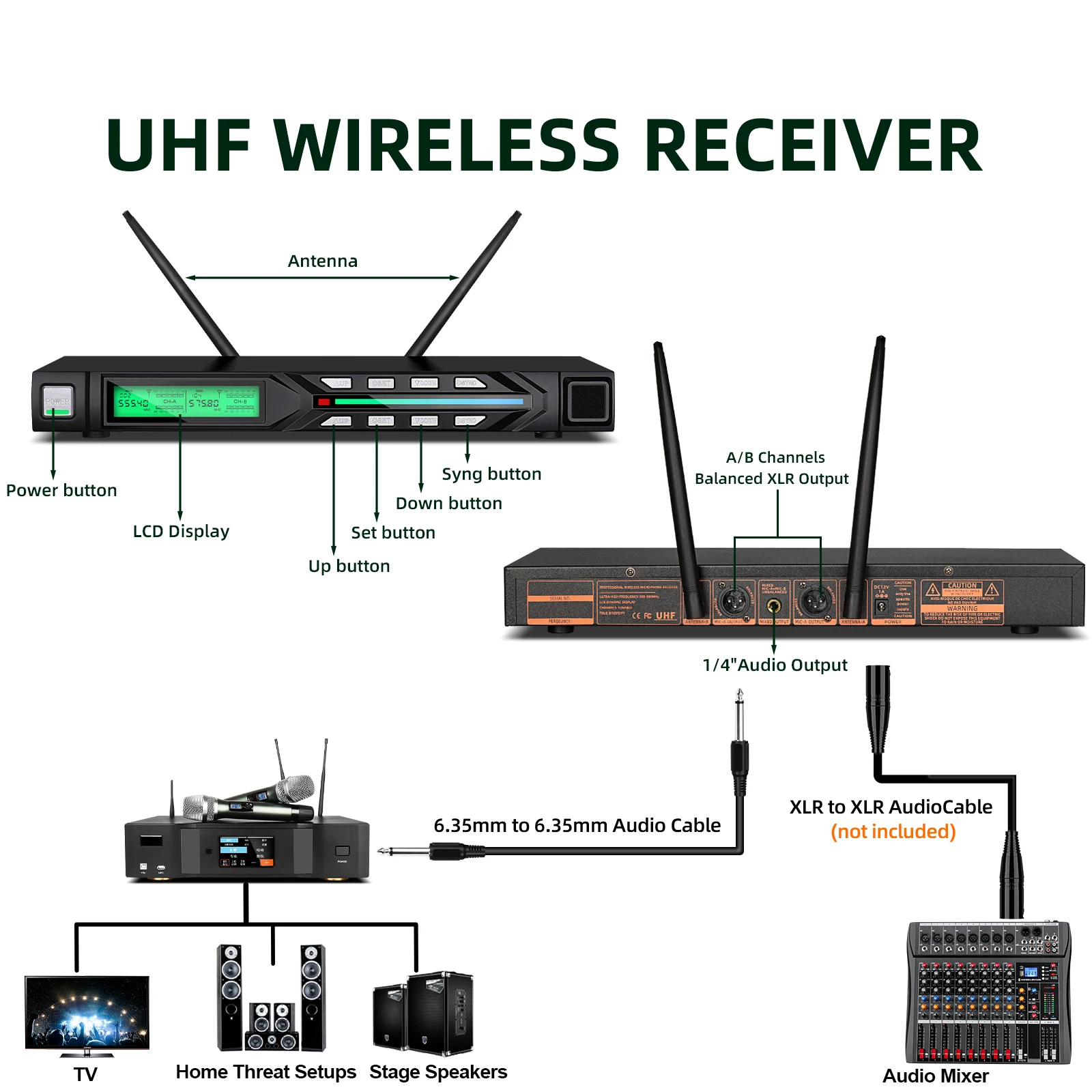 R7 Professional Wireless Microphone Set UHF Stage Performance Equipment Noise Cancelling Outdoor Activities Karaoke