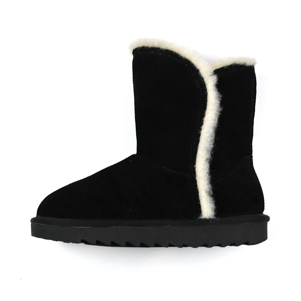 Women Cow Leather Snow Boots Set Ladies High Winter Warm Furry Fur Boots Warm Winter Snow Boots